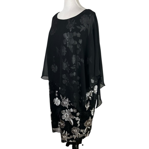 CONNECTED New Cocktail DRESS 24W Plus Black Lace Floral Sheer Embroidered Witchy - Picture 12 of 16
